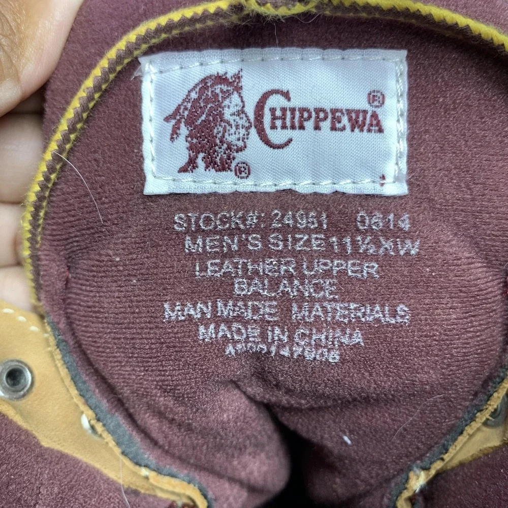 Chippewa Sportility Boots Mens Size 11.5‎ XW Brown Waterproof Insulated Vibram